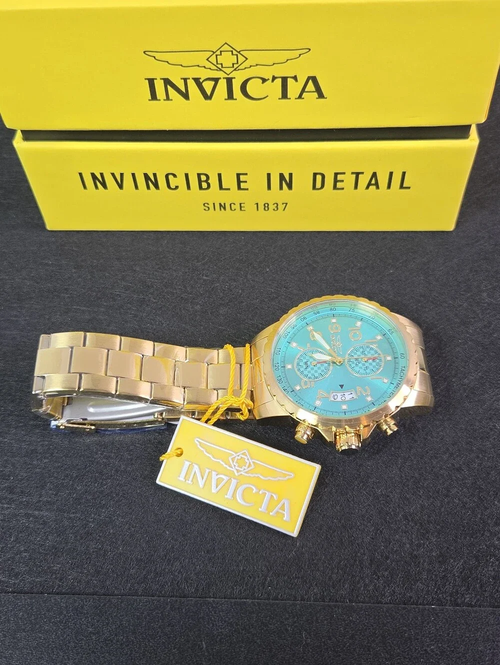 Invicta Specialty Men’s Watch 47mm Gold Tone Light Blue Dial Quartz 69794